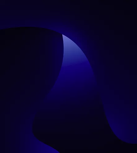 A dark, abstract image with smooth, curving shapes and a gradient of deep blue and black, suggesting an abstract background or texture.
